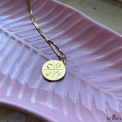 ID tag in 18 carat gold plated with "cross" and your personal engraving