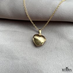 "Anamaria" 18 karat forgyldt hjertemedaljon med hvid sten