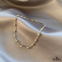 "Ellie" guld ankelkde med guldkugler