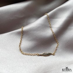  "Merle" gold ankle chain with small feathers