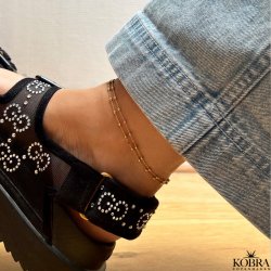 "Ellie" dobbelt ankelkde i 18 karat forgyldt