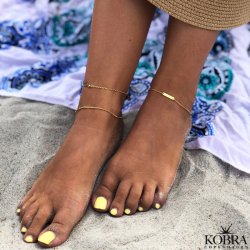 "Merle" ankle chain in sterling silver with a small feather