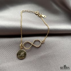 Infinity - goldplated bracelet with infinity sign and small ID tag incl. personal engraving