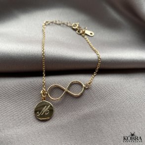 Infinity - goldplated bracelet with infinity sign and small ID tag incl. personal engraving