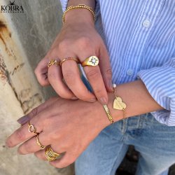 "Hawaii" 18 karat forgyldt ring med multifarvet sten