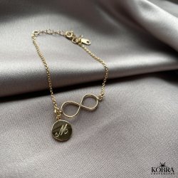 Infinity - goldplated bracelet with infinity sign and small ID tag incl. personal engraving