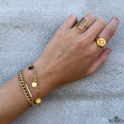 "Elma" gold bracelet with round gold plates