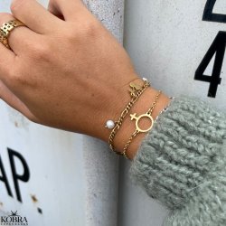 "Girl Power" forgyldt armbnd med kvindetegn og plads til gravering