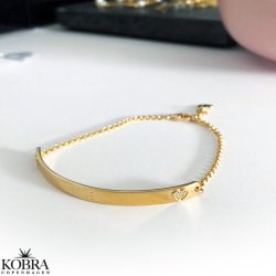 "Amor" 18 karat forgyldt armbånd med hjerter inklusiv indgravering