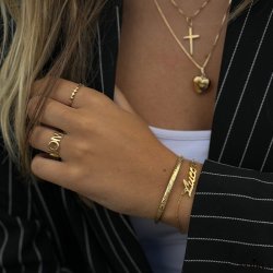 "Elfie" enkel guld ring med blade