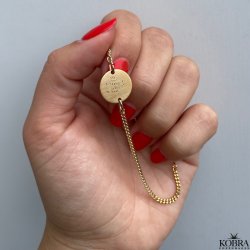 "Parker" 2 mm panzer armbnd i guld med personlig graveret amulet