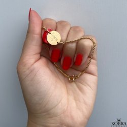 "Parker" 2 mm panzer armbnd i guld med personlig graveret amulet