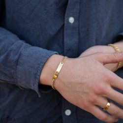 "Liverpool" Guld armbånd til mænd, inklusiv gravering samt 4 mm. panzerkæde