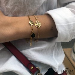 "Ohana" slv armbnd med 3 sm personlige vedhng