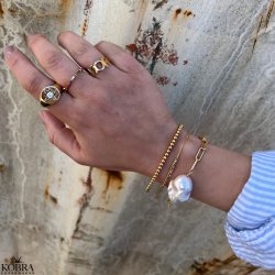 "Sarasota" guld armbnd med stor ferskvandsperle