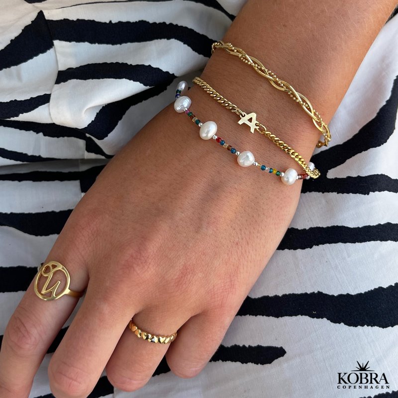 "Happy" Colorful bracelet with pearls