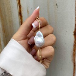 "Sarasota" guld armbnd med stor ferskvandsperle