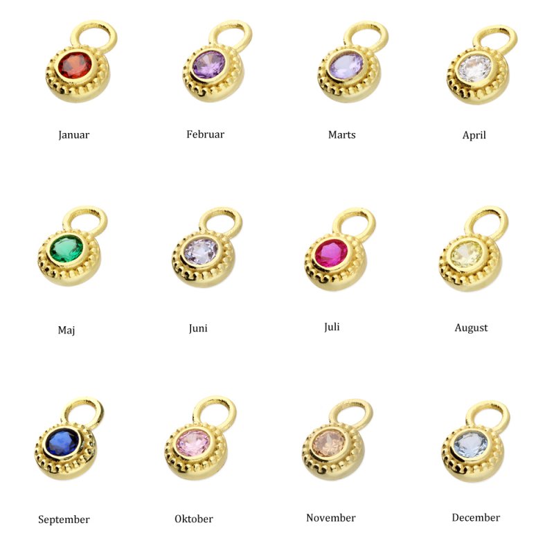"Poise" Birthstone charm i guld / find din mnedssten