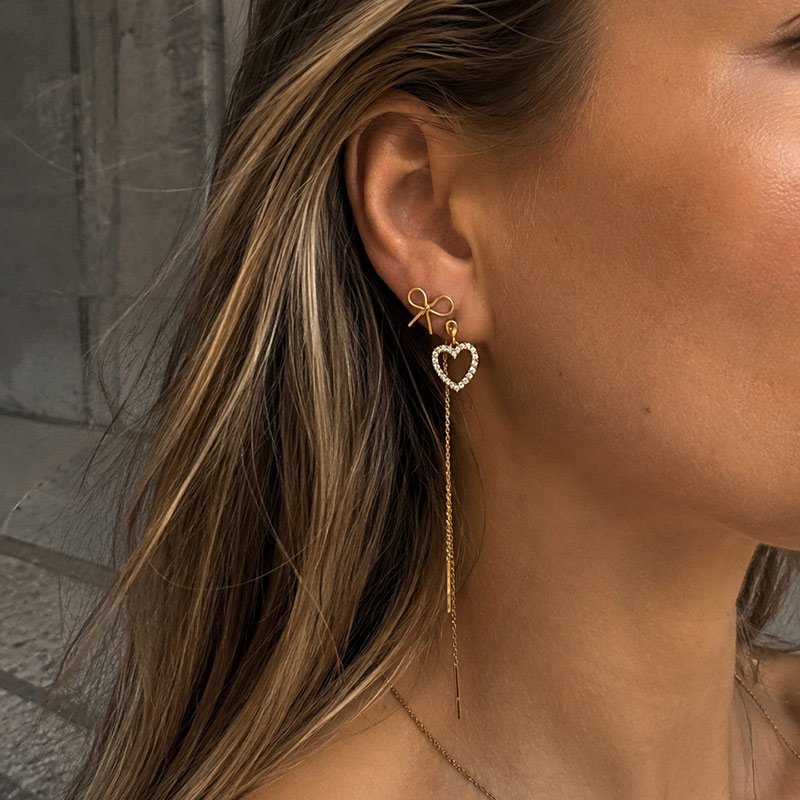 "Bow Drop" Sl�jfe�reringe med K�de - 18K Forgyldt