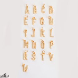 "Alias" gold letter with white stones (charm)