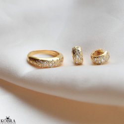 "Nova Moon" chunky sm guld reringe med sten