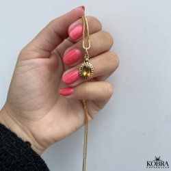  "Crystal" Gold-plated necklace with yellow citrine