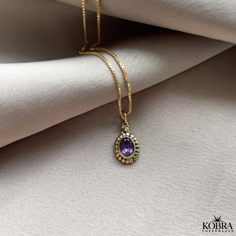 "Crystal" Forgyldt halskde med lilla ametyst