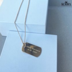 "Hector" Dogtag i guld (str. L) med personlig gravering, matteret r effekt