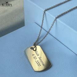 "Hector" Dogtag i guld (str. L) med personlig gravering, matteret r effekt