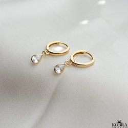 "Teardrop" 18 karat forgyldte hoops med hvide drbesten