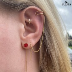 "Sistine" rde hjerte reringe i 14 karat forgyldt