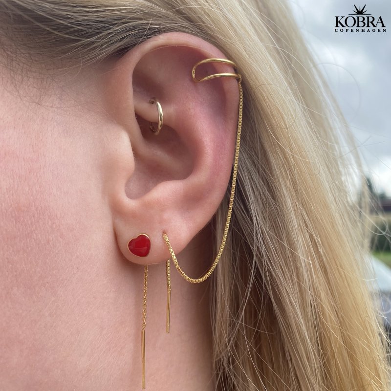 "Sistine" rde hjerte reringe i 14 karat forgyldt