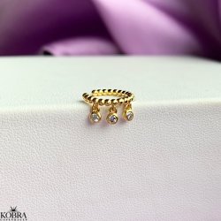 "Ellis" guld earcuff med guldkugler og hvide sten