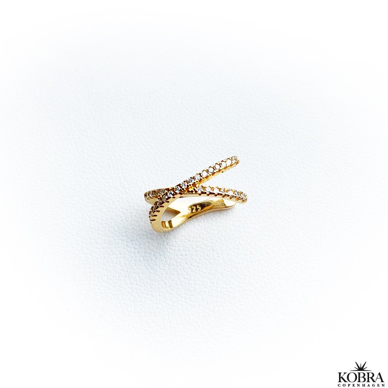 "Echo" earcuff med sten i 18 karat forgyldt