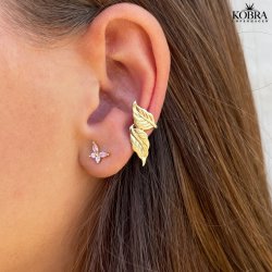 "Lavender" bladformet earcuff i forgyldt