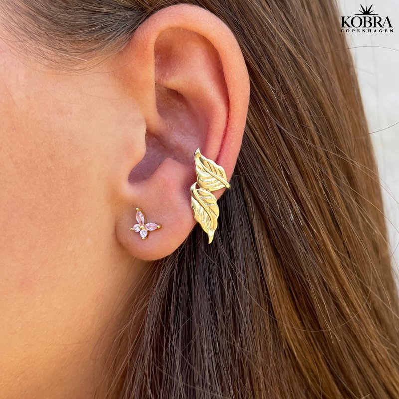 "Lavender" bladformet earcuff i forgyldt