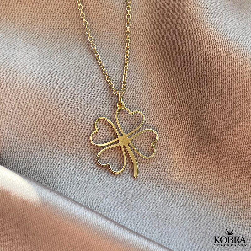 "Fortuna" 18 karat forgyldt firkløver halskæde