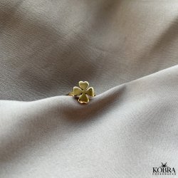 "Lucky" 18 karat forgyldt firkløver ring, inklusiv gravering