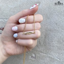 "Merle" 18 carat gold plated necklace / choker with feathers