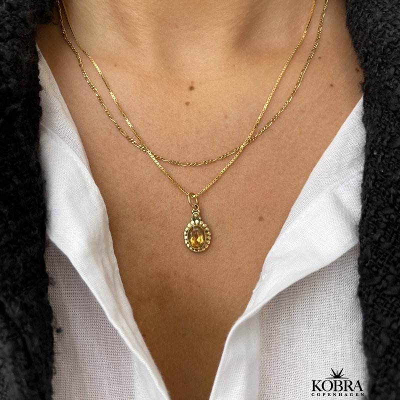  "Crystal" Gold-plated necklace with yellow citrine