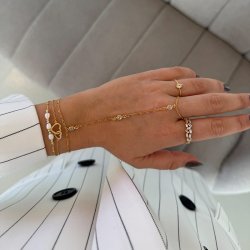  "Romina" gold ring with white stones