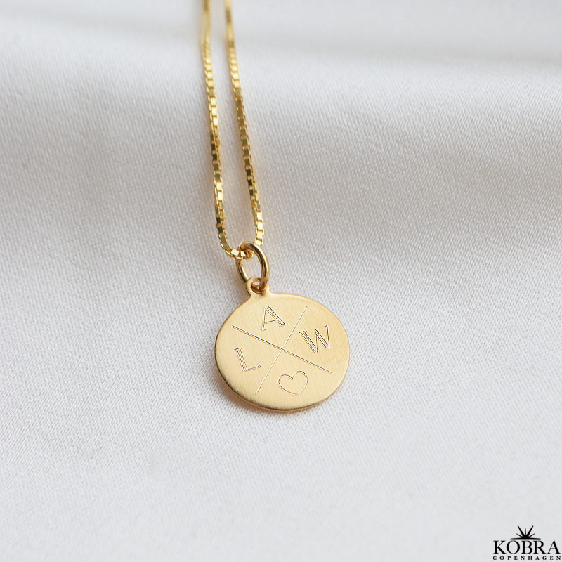 ID tag in 18 carat gold plated with "cross" and your personal engraving
