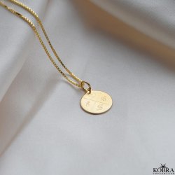 ID tag in 18 carat gold plated with "cross" and your personal engraving