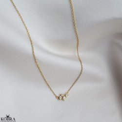 Lily" enkel guld halskde med hvide sten