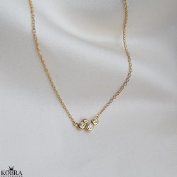 Lily" enkel guld halskde med hvide sten