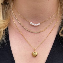 "Ruby" 18 karat forgyldt halskde med kde og sten