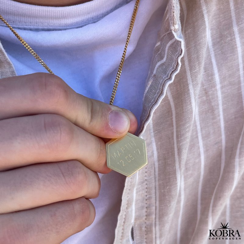 "Ryan" guld halskde til mnd med gravering samt panzer kde