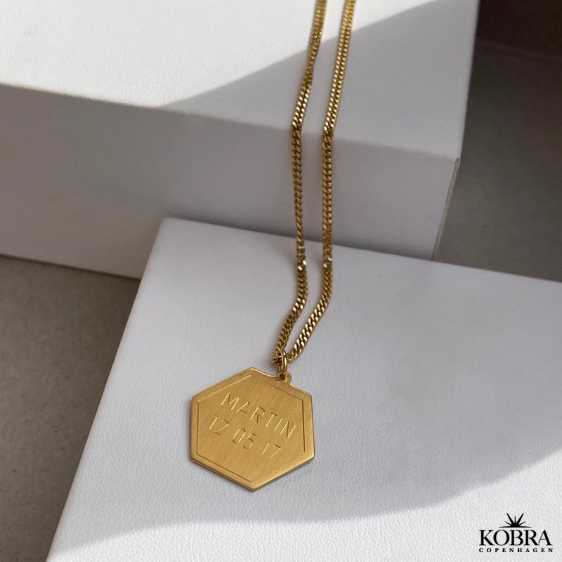 "Ryan" guld halskde til mnd med gravering samt panzer kde