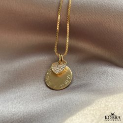 Charm - small gold heart with white stones
