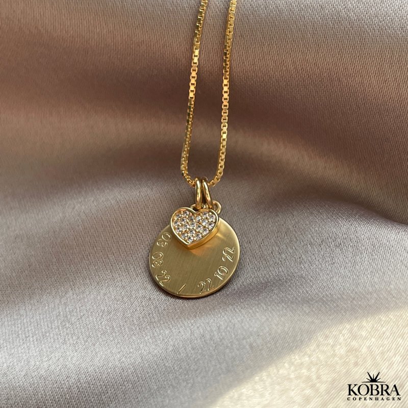 Charm - small gold heart with white stones